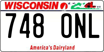 WI license plate 748ONL
