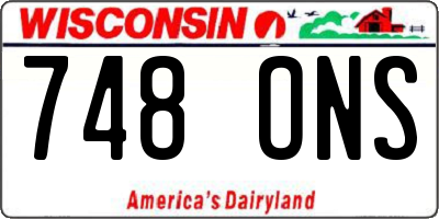WI license plate 748ONS