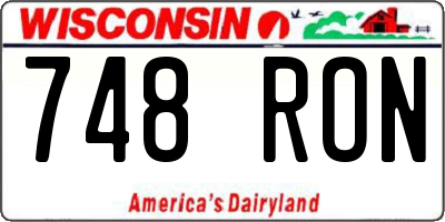 WI license plate 748RON