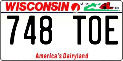 WI license plate 748TOE