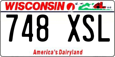 WI license plate 748XSL