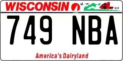 WI license plate 749NBA