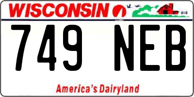 WI license plate 749NEB