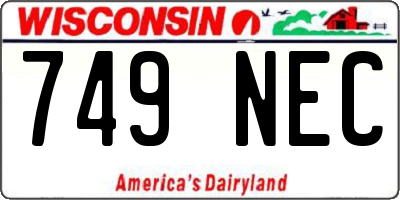 WI license plate 749NEC