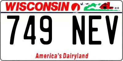 WI license plate 749NEV