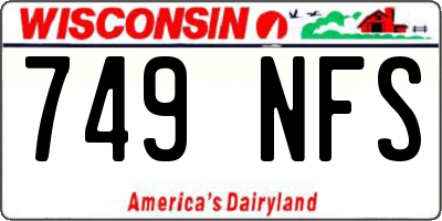 WI license plate 749NFS