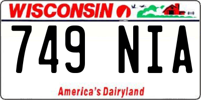 WI license plate 749NIA
