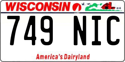 WI license plate 749NIC