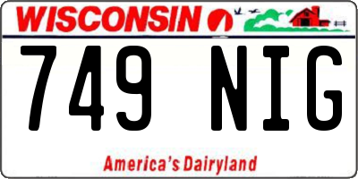 WI license plate 749NIG