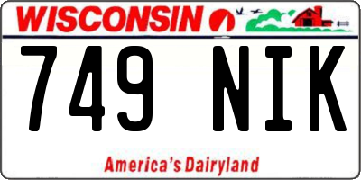 WI license plate 749NIK