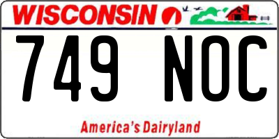 WI license plate 749NOC
