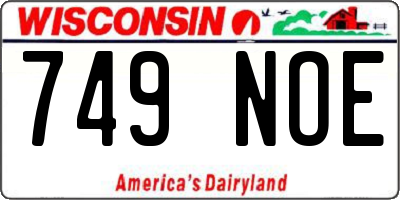 WI license plate 749NOE