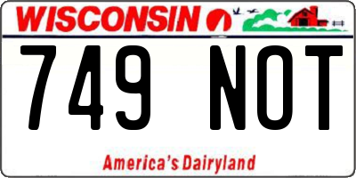WI license plate 749NOT