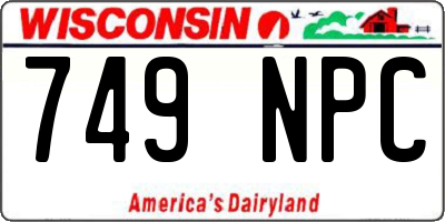 WI license plate 749NPC