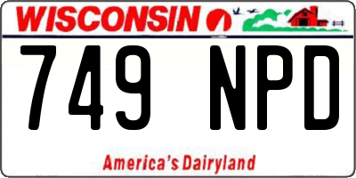 WI license plate 749NPD