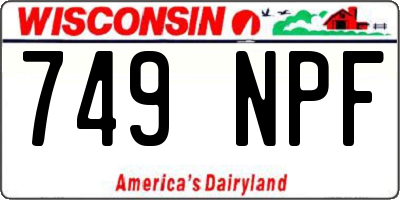 WI license plate 749NPF