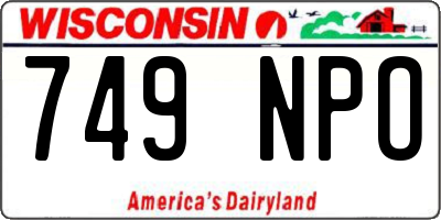 WI license plate 749NPO