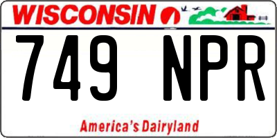 WI license plate 749NPR