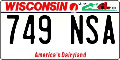 WI license plate 749NSA
