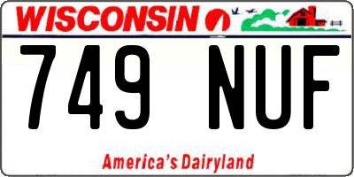 WI license plate 749NUF