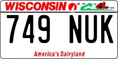 WI license plate 749NUK