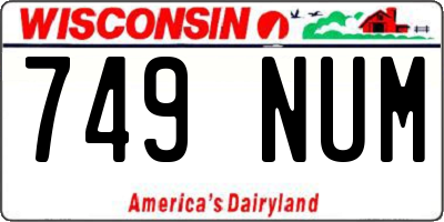 WI license plate 749NUM