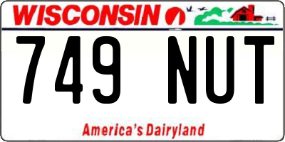 WI license plate 749NUT