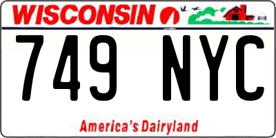WI license plate 749NYC