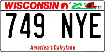 WI license plate 749NYE
