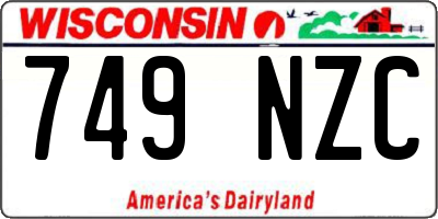 WI license plate 749NZC