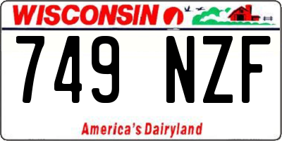 WI license plate 749NZF