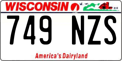WI license plate 749NZS
