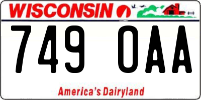 WI license plate 749OAA