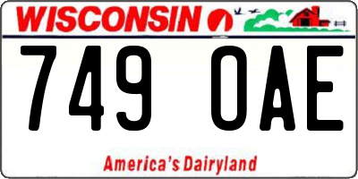 WI license plate 749OAE