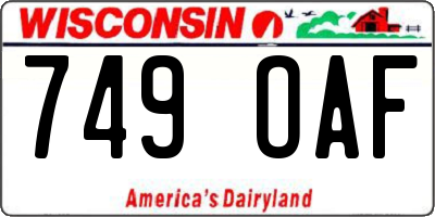 WI license plate 749OAF