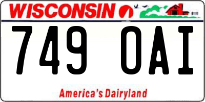 WI license plate 749OAI