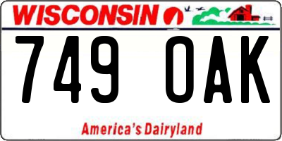 WI license plate 749OAK