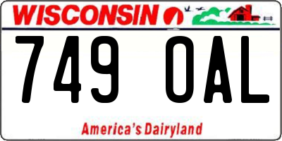 WI license plate 749OAL