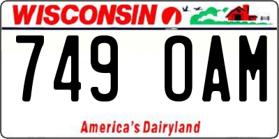 WI license plate 749OAM