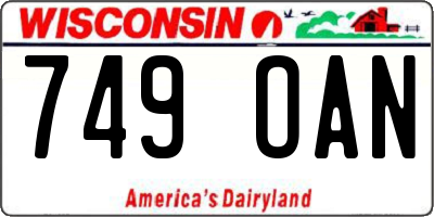 WI license plate 749OAN