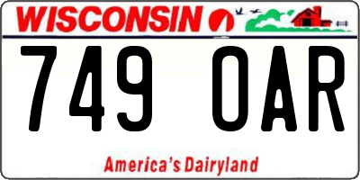 WI license plate 749OAR