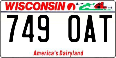 WI license plate 749OAT