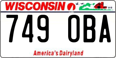 WI license plate 749OBA