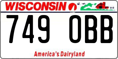 WI license plate 749OBB