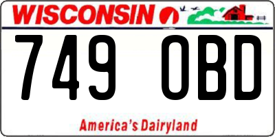 WI license plate 749OBD