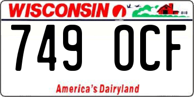 WI license plate 749OCF