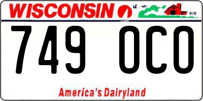 WI license plate 749OCO