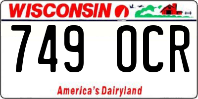 WI license plate 749OCR