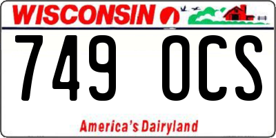 WI license plate 749OCS