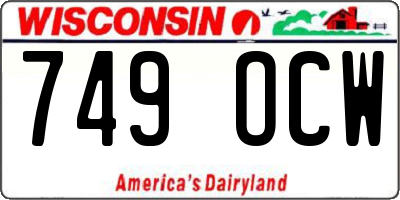 WI license plate 749OCW